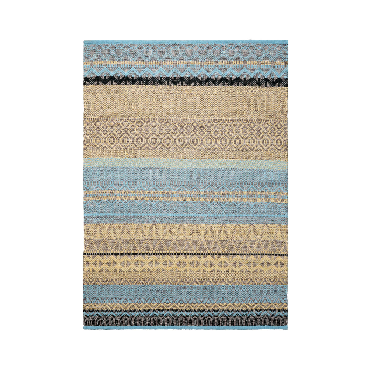 Close-up of handwoven wool pile and stripe texture