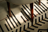 Moroccan style ivory rug corner detail