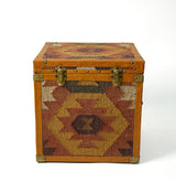 Kilim trunk box styled as a coffee table in a living room
