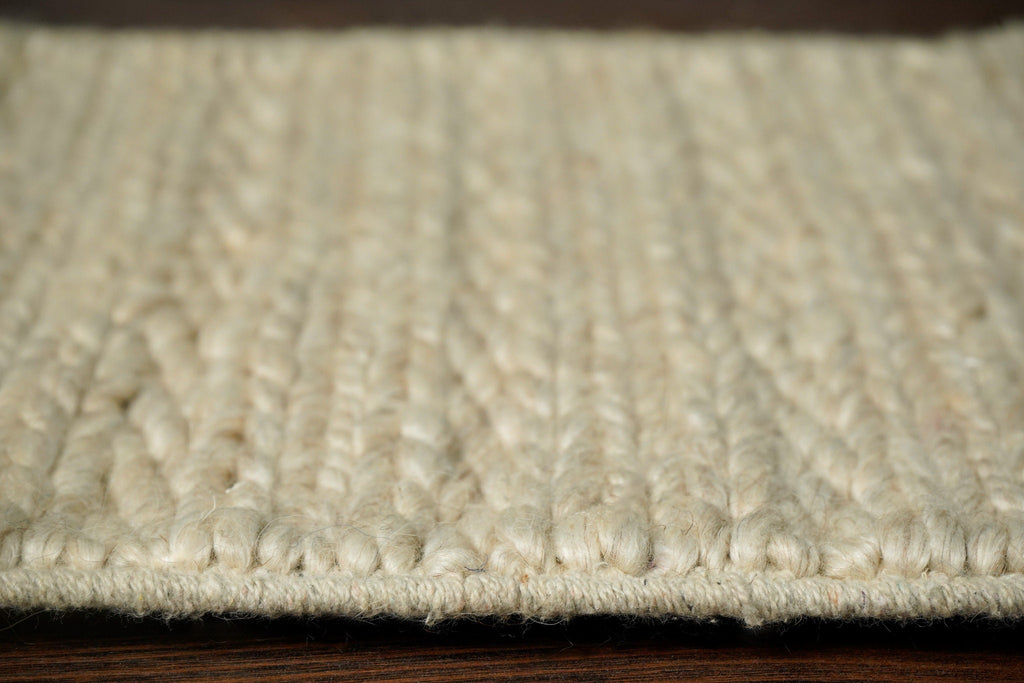 Custom made Ribbed Knit style Ivory cream wool rug, Multi Patterned, Soft Textured, Custom made in all sizes