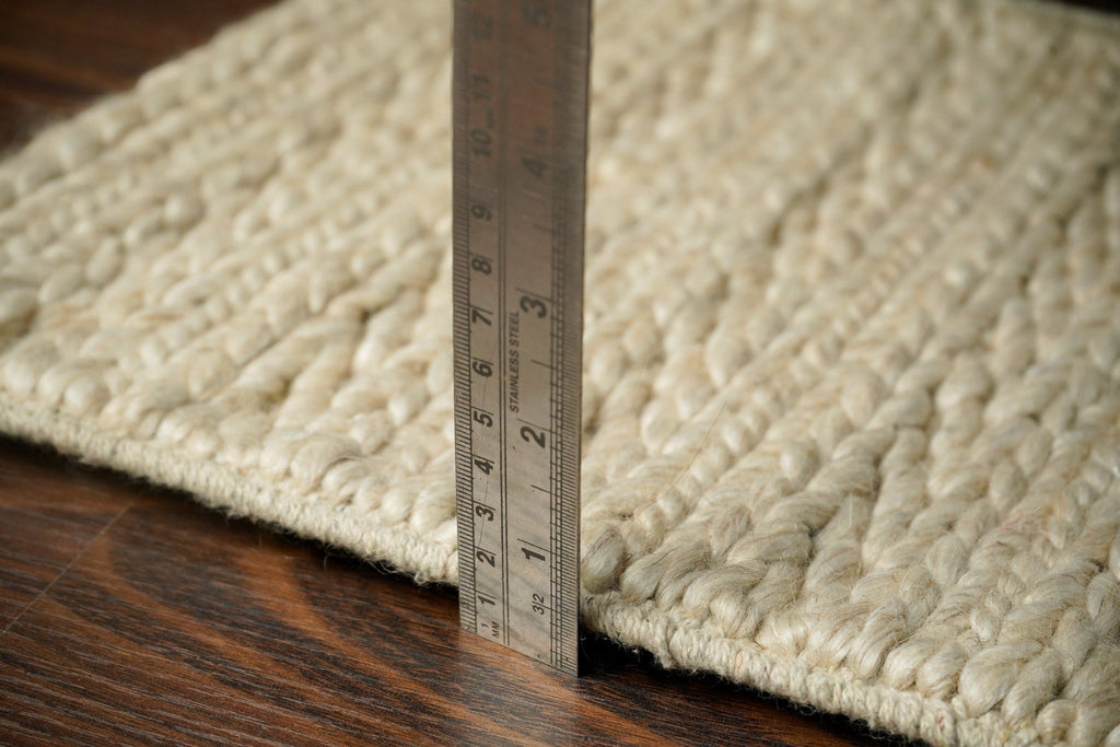 Custom made Ribbed Knit style Ivory cream wool rug, Multi Patterned, Soft Textured, Custom made in all sizes