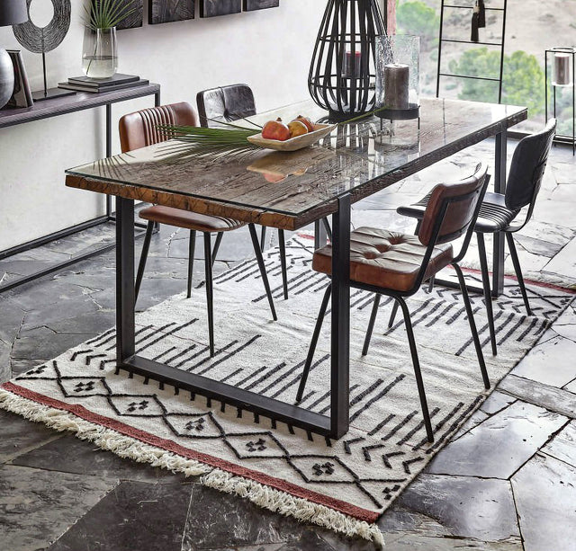 Ivory abstract Moroccan flatweave wool rug flat view
