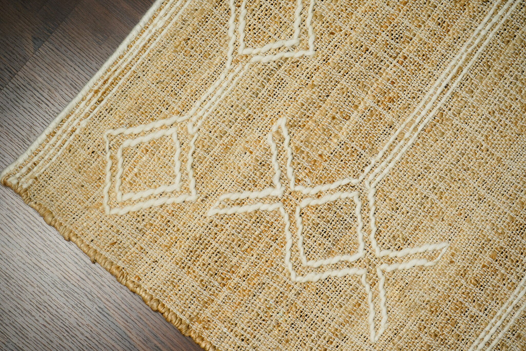 Abstract Flat weave Natural Jute area Rug - Contemporary Modern Boho Decor Rug, Customization Available