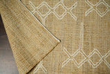 Overhead view of abstract jute rug