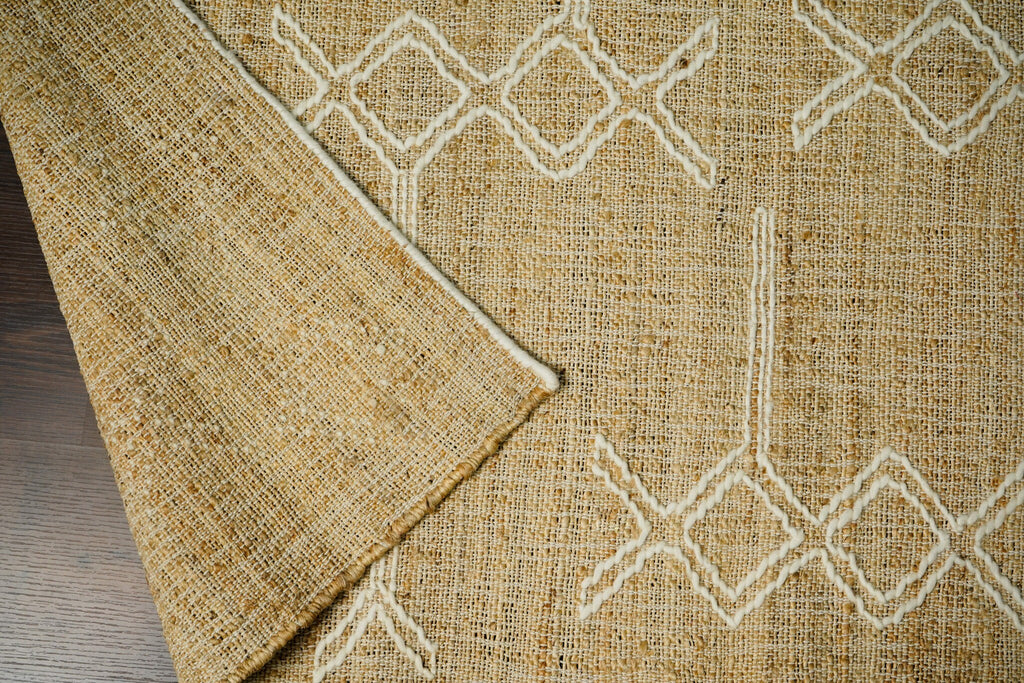 Abstract Flat weave Natural Jute area Rug - Contemporary Modern Boho Decor Rug, Customization Available