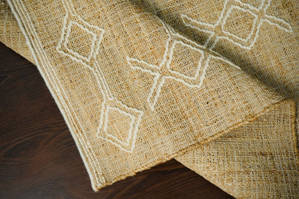 Abstract Flat weave Natural Jute area Rug - Contemporary Modern Boho Decor Rug, Customization Available