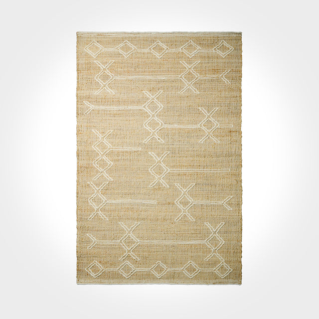 Abstract jute rug, full flat view