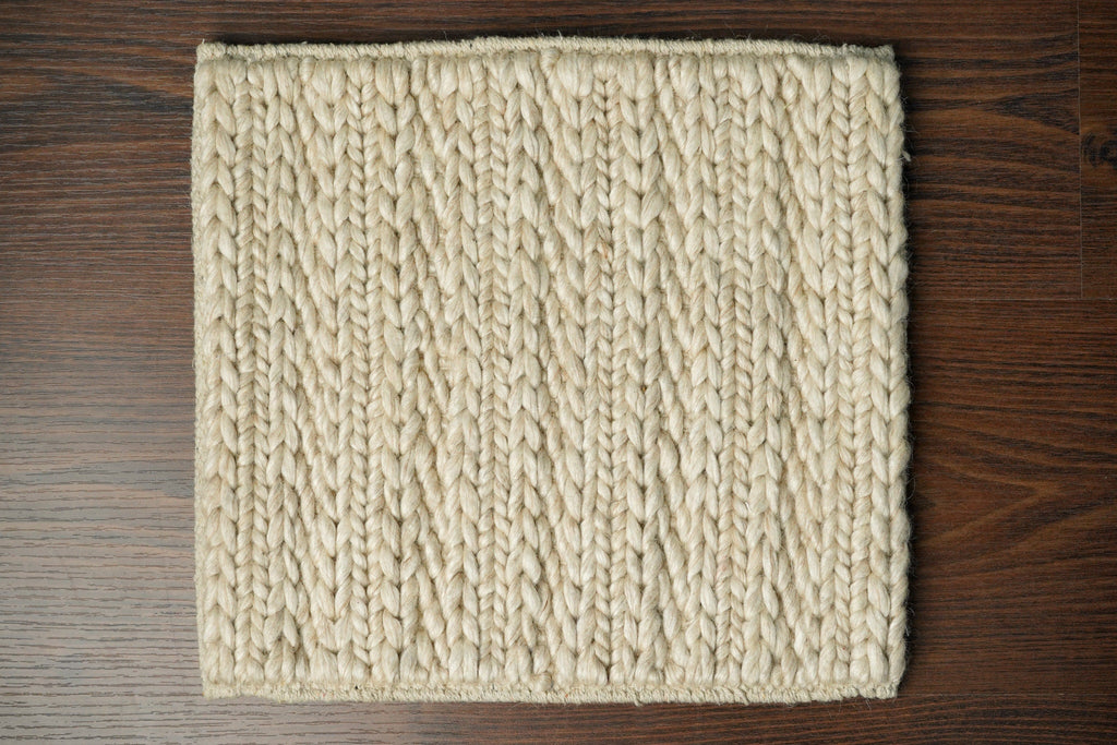 Custom made Ribbed Knit style Ivory cream wool rug, Multi Patterned, Soft Textured, Custom made in all sizes