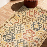 Aztec jute rug styled in living room