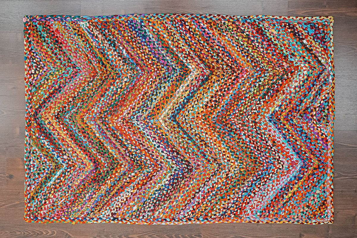 Rainbow rag rug corner detail