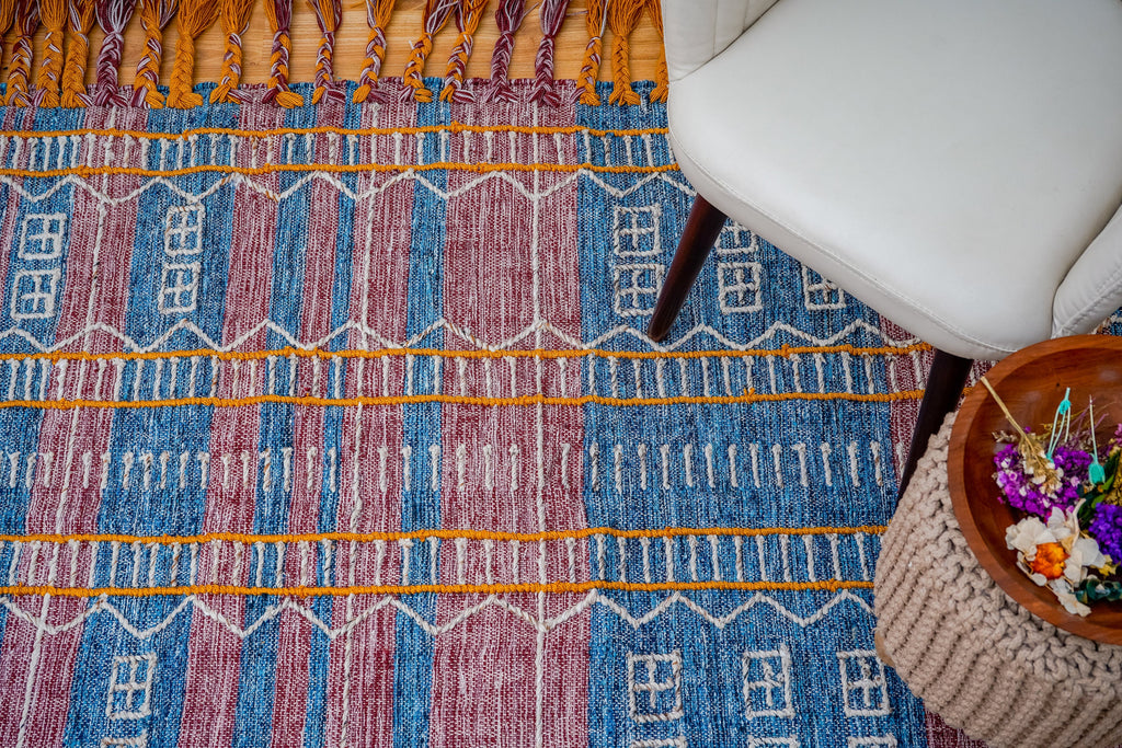 Handwoven Blue-purple Tribal Kilim Area Rug,Bohemian,PET yarn,Living area carpet,Unique decor,Oriental,Custom-made 3x5 4x6 8x10 9x12 10X14