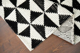 Black white wool rug full size overhead view