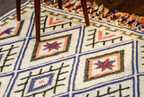 Moroccan kilim rug styled in a living room