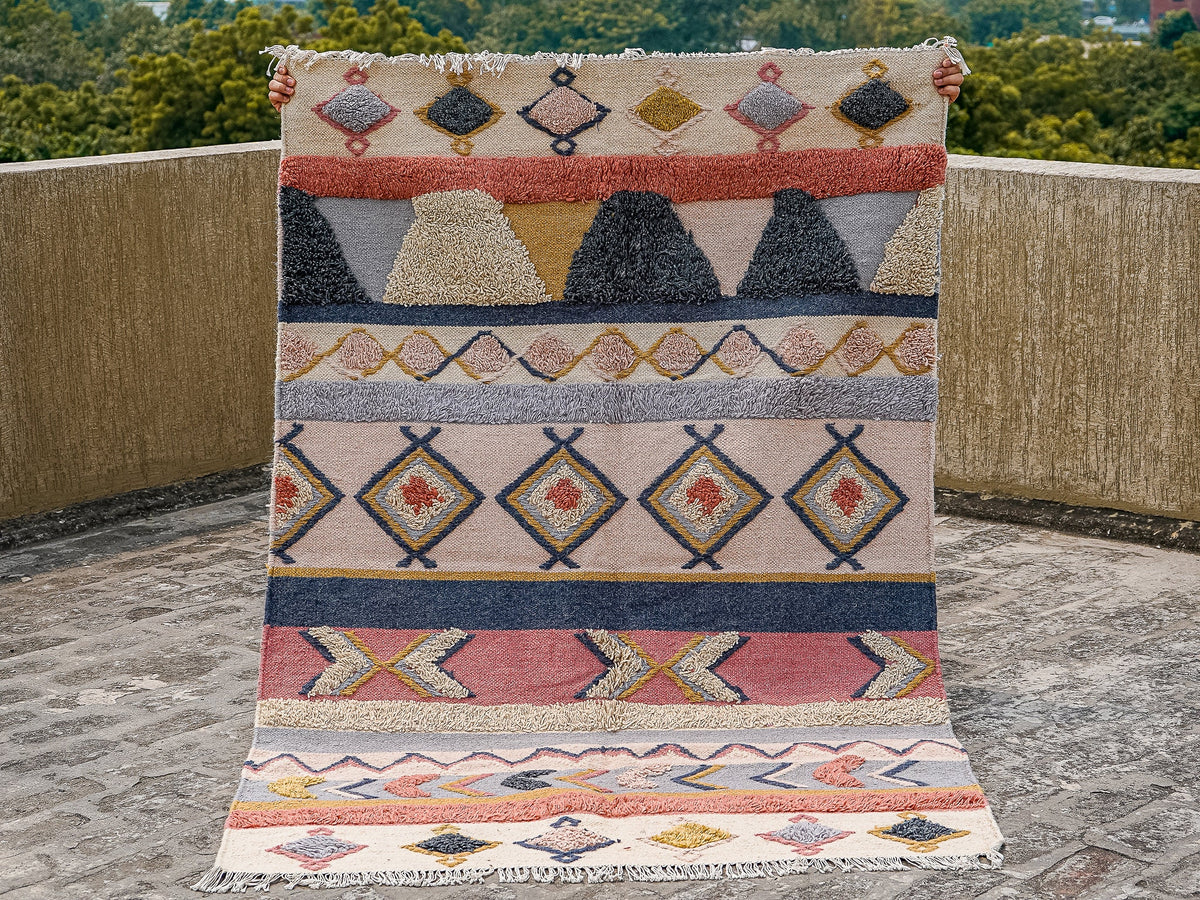Pastel Moroccan rug under natural light