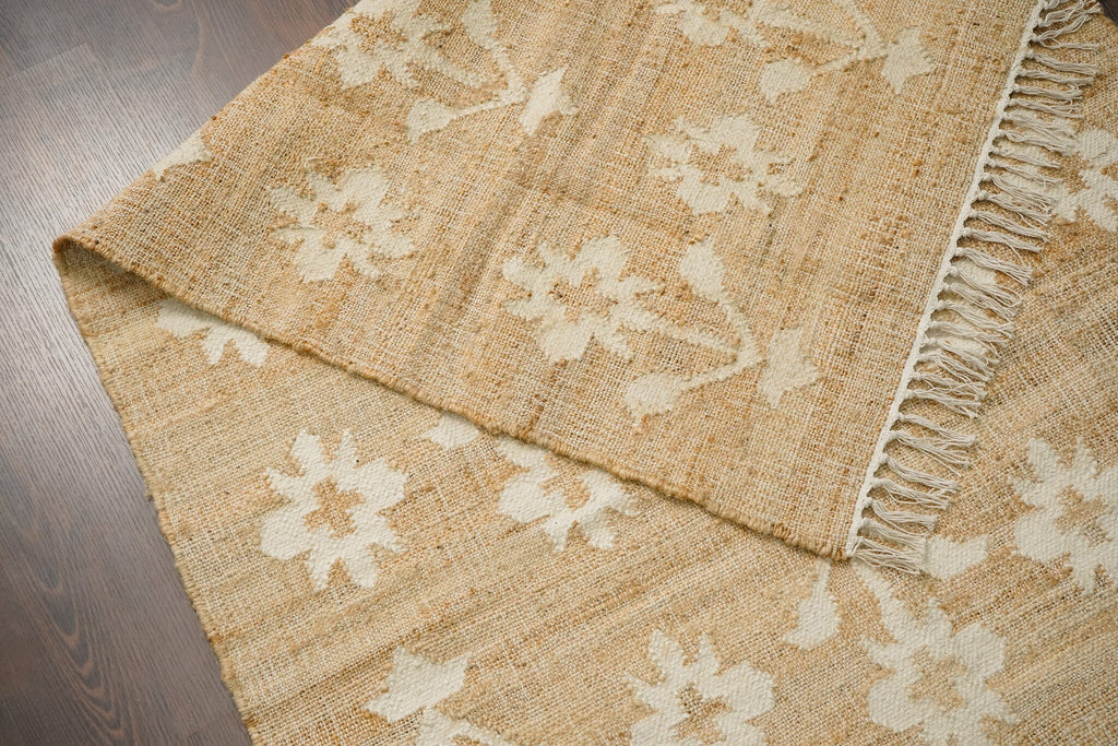 Natural Jute Flat weave Sustainable eco friendly contemporary bohemian decor flower pattern rug, Customization Available