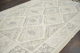 White kilim rug styled with neutral furniture