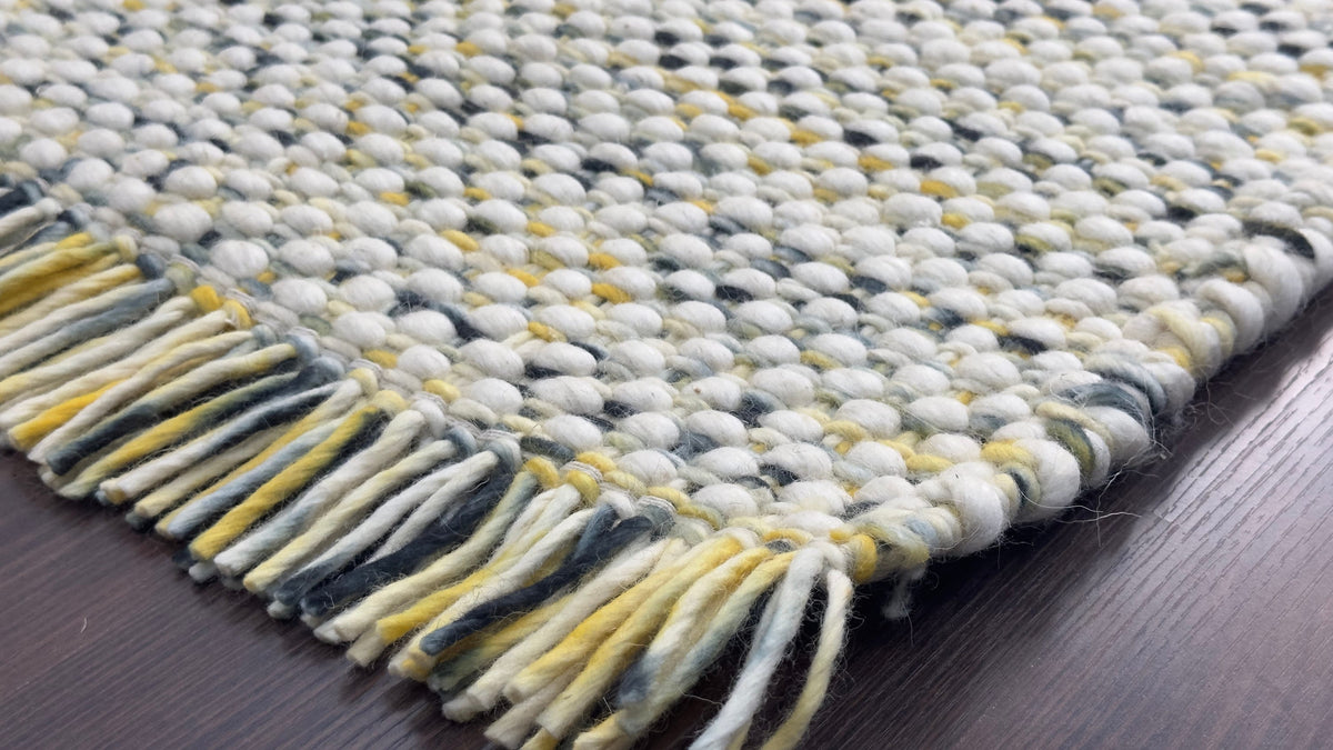 Close-up of hand-knitted wool loop texture