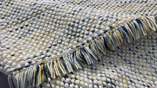 Multi blend chunky wool rug flat lay showing texture