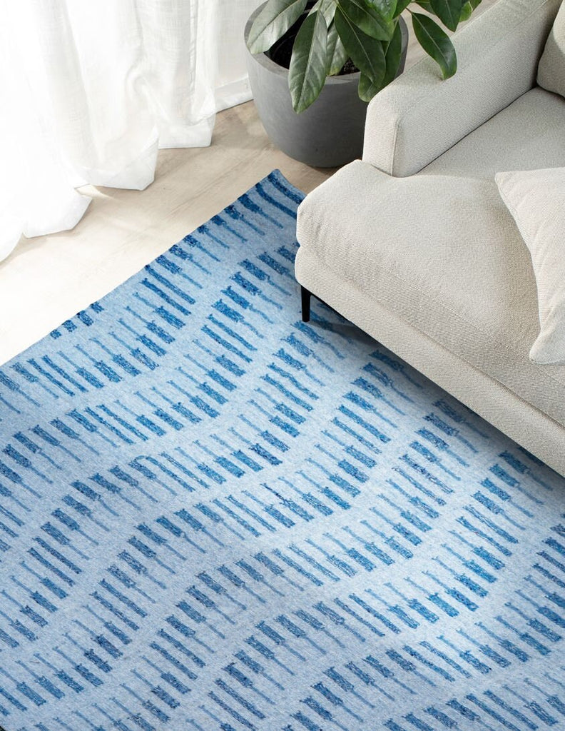 Blue Abstract Kilim wool Rug for Living room | Indian Handmade | Premium Wool rug 8x10 9x12