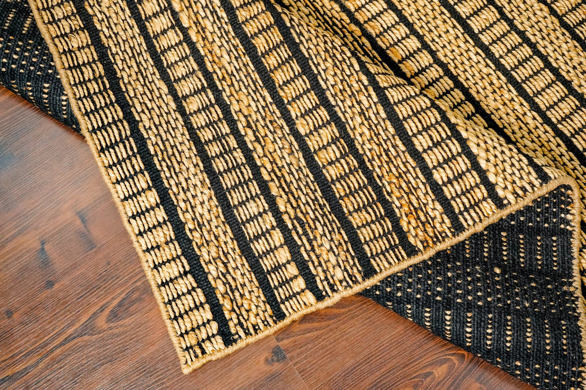 Jute rug fringe detail close-up