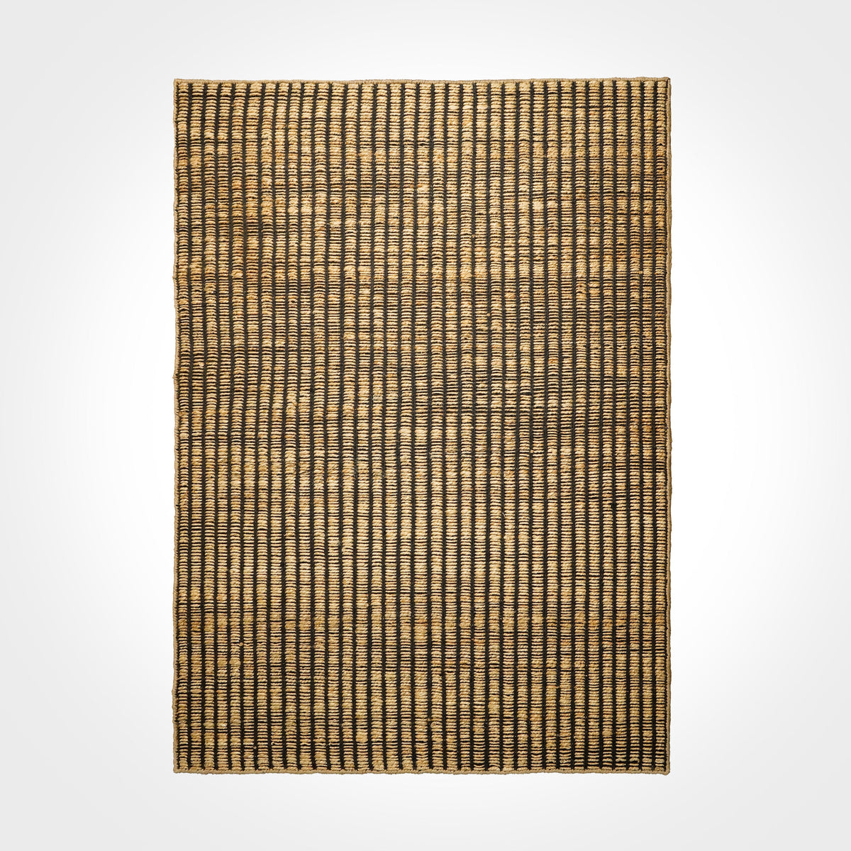 Close-up of jute and black ribbed weave texture