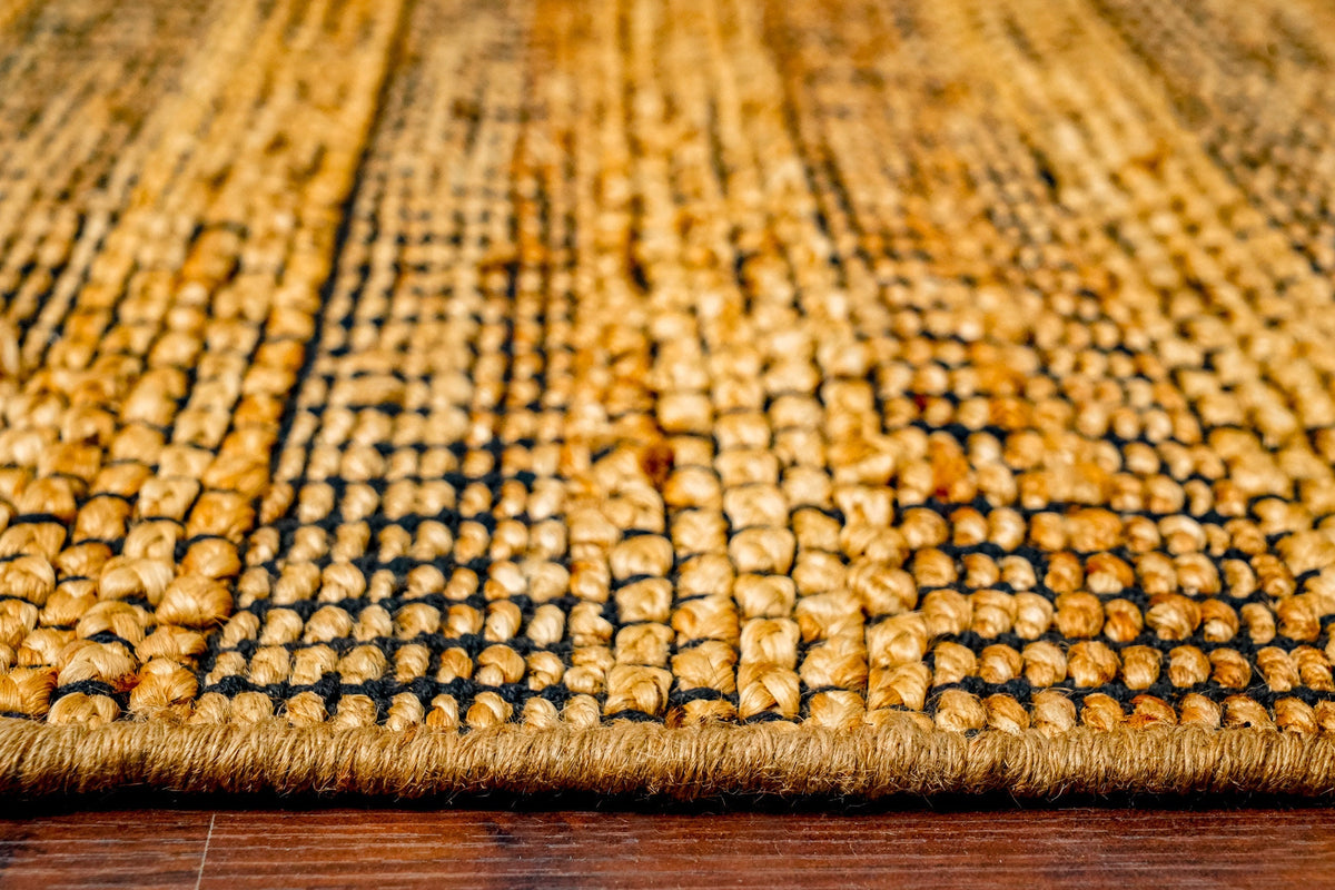 Full-size view of black striped jute rug