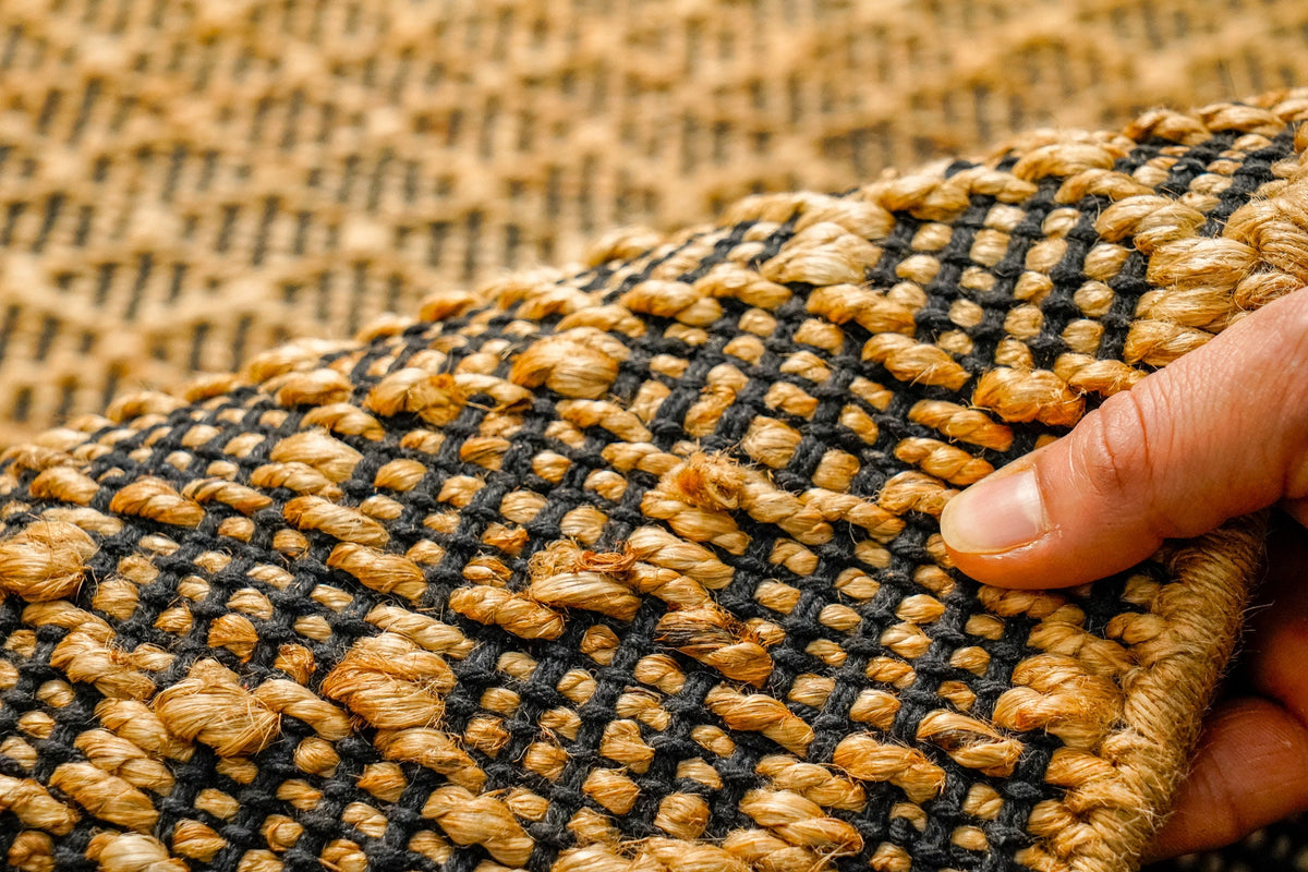 Close-up of jute honeycomb weave texture