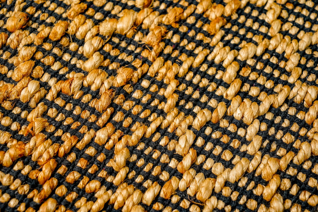 Handwoven Diamond ribbed Geometric jute rug - Sustainable & Eco-Friendly - Customization available