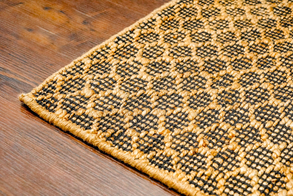 Handwoven Diamond ribbed Geometric jute rug - Sustainable & Eco-Friendly - Customization available