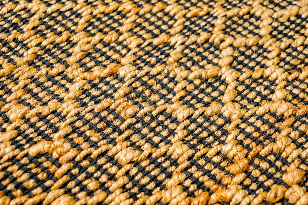 Handwoven Diamond ribbed Geometric jute rug - Sustainable & Eco-Friendly - Customization available