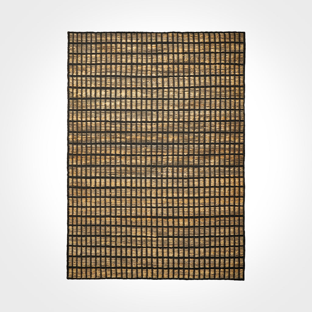 Handwoven Natural Gridwork Geometric pattern jute are rug - Sustainable & Eco-Friendly - Customization available