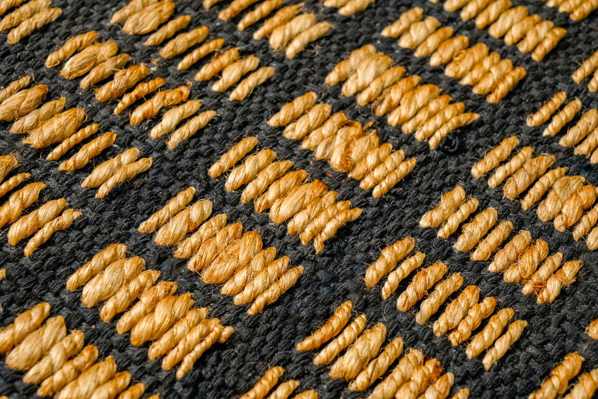 Gridwork jute rug full size overhead view