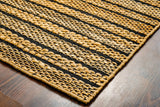 Natural ribbed striped jute cotton rug flat lay full view