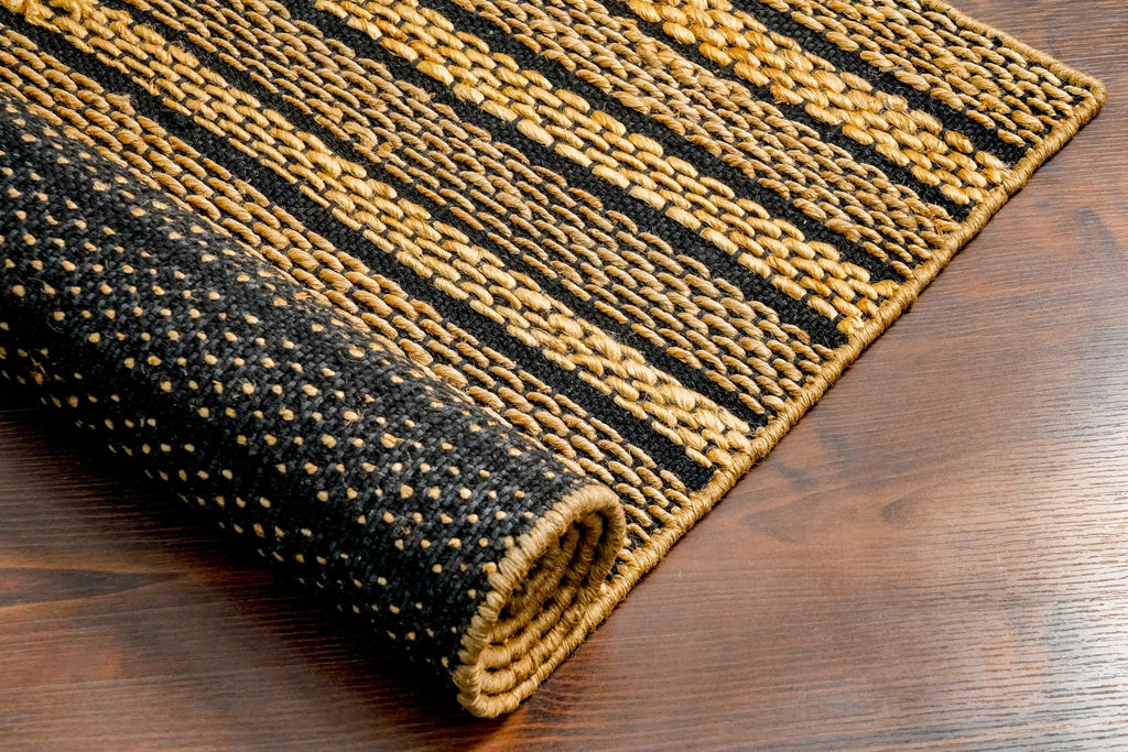 Handmade Natural jute loop striped arearug - Sustainable & Eco-Friendly - Customization available