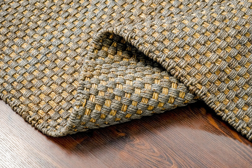 Hand Woven Chunky Grey Jute Area Rug - Eco-Friendly sustainable Farmhouse decor - Customization available