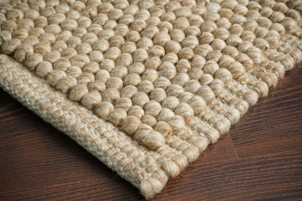 Chunky Beige Wool rug - Hand woven, Looped, Scandinavian Decor, Cozy, Custom made in all sizes