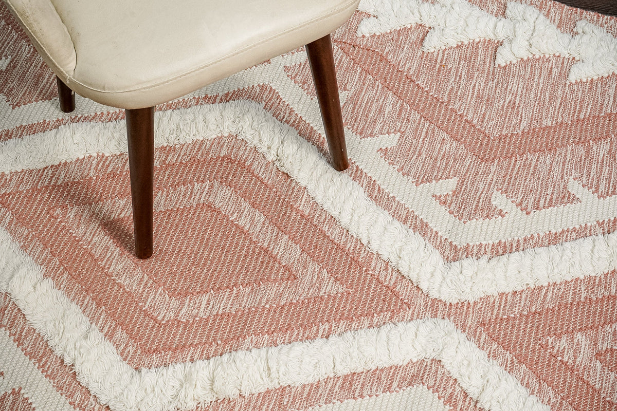 Close-up of fluffy pink rug texture