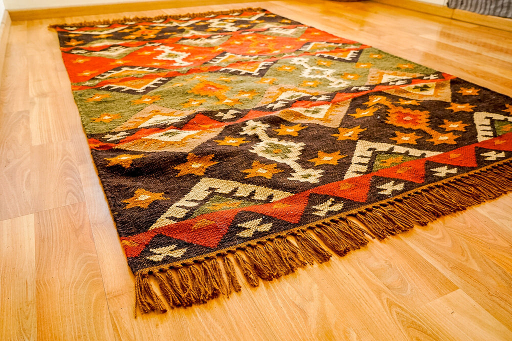 Southwestern Kilim rug - Hand woven, Traditional, Flat weave, Indoor/Outdoor , Turkish, Sustainable, Reversible, Custom made