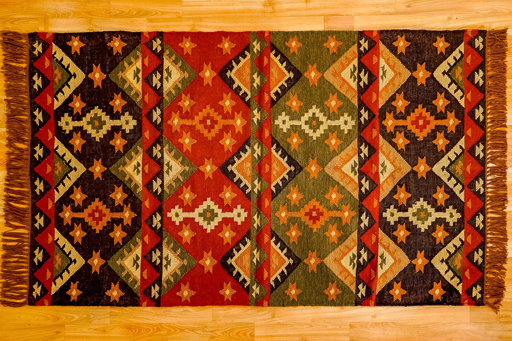 Southwestern Kilim rug - Hand woven, Traditional, Flat weave, Indoor/Outdoor , Turkish, Sustainable, Reversible, Custom made