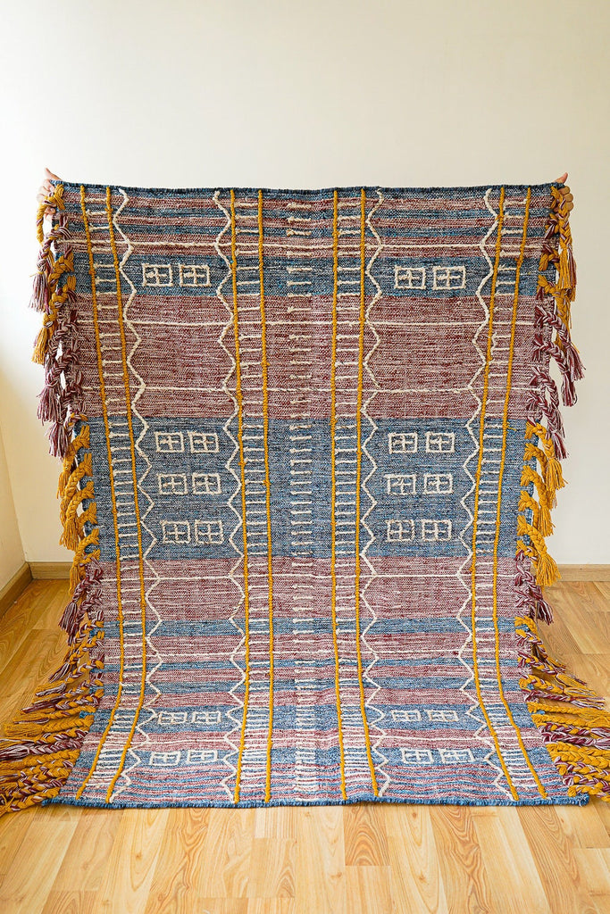 Handwoven Blue-purple Tribal Kilim Area Rug,Bohemian,PET yarn,Living area carpet,Unique decor,Oriental,Custom-made 3x5 4x6 8x10 9x12 10X14