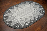 Gray kilim rug texture close-up on porch
