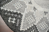 Gray oval rug full-length overhead view