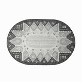 Gray outdoor kilim oval rug, flat lay view