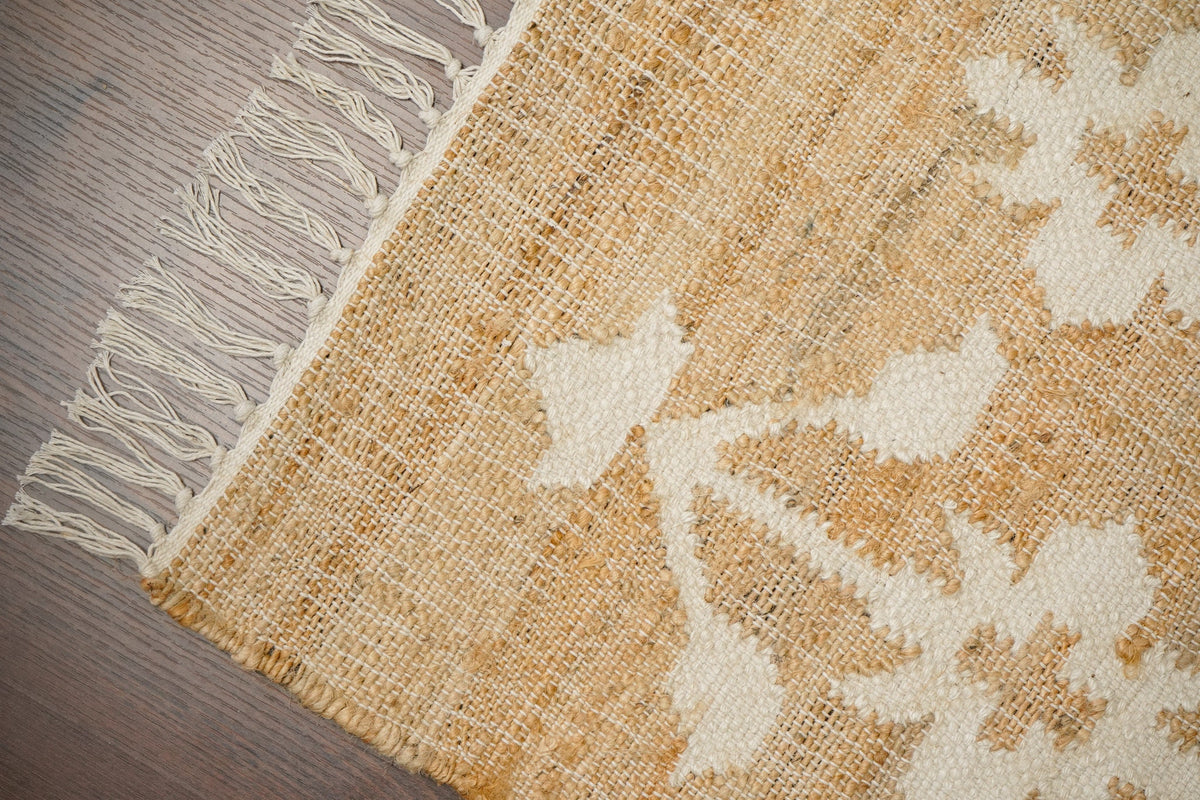 Flower lattice jute rug in a sunlit room