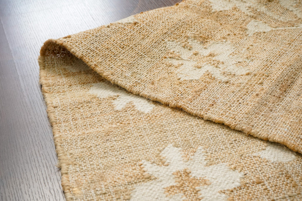 Natural Jute Flat weave Sustainable eco friendly contemporary bohemian decor flower pattern rug, Customization Available