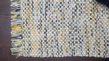 Wool rug texture close-up showing hand-knitted detail