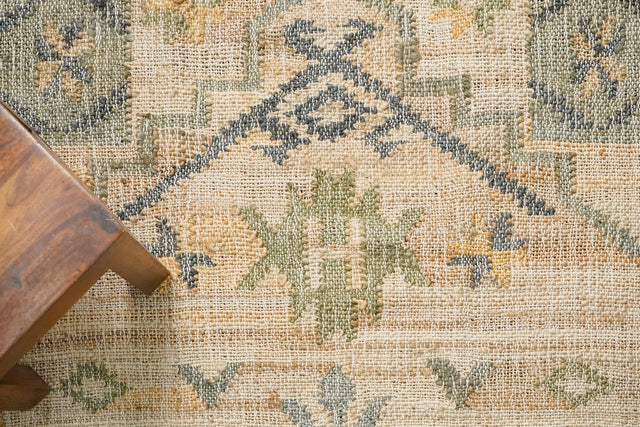 Sage green jute rug lattice pattern detail