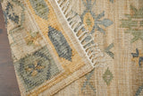 Sage green jute rug corner detail