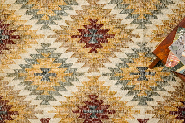 Aztec Navajo jute rug flat view