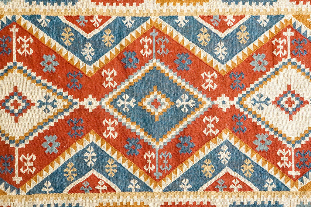 Hand woven Navajo inspired southwestern decor aztec kilim rug, Sustainable indoor & outdoor Porch decor rug, Customization available